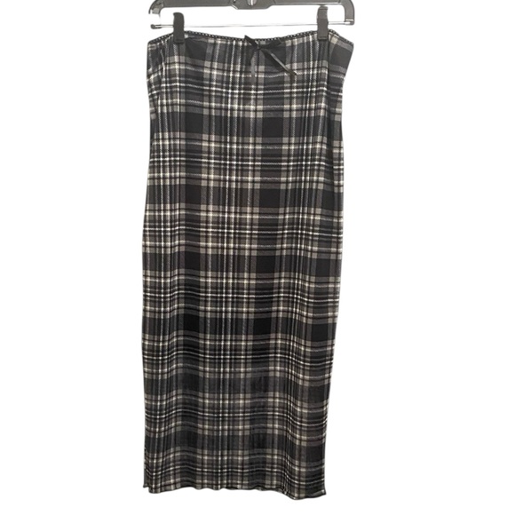 Social Collision Dresses & Skirts - Elegant Black and White Plaid Pencil Skirt